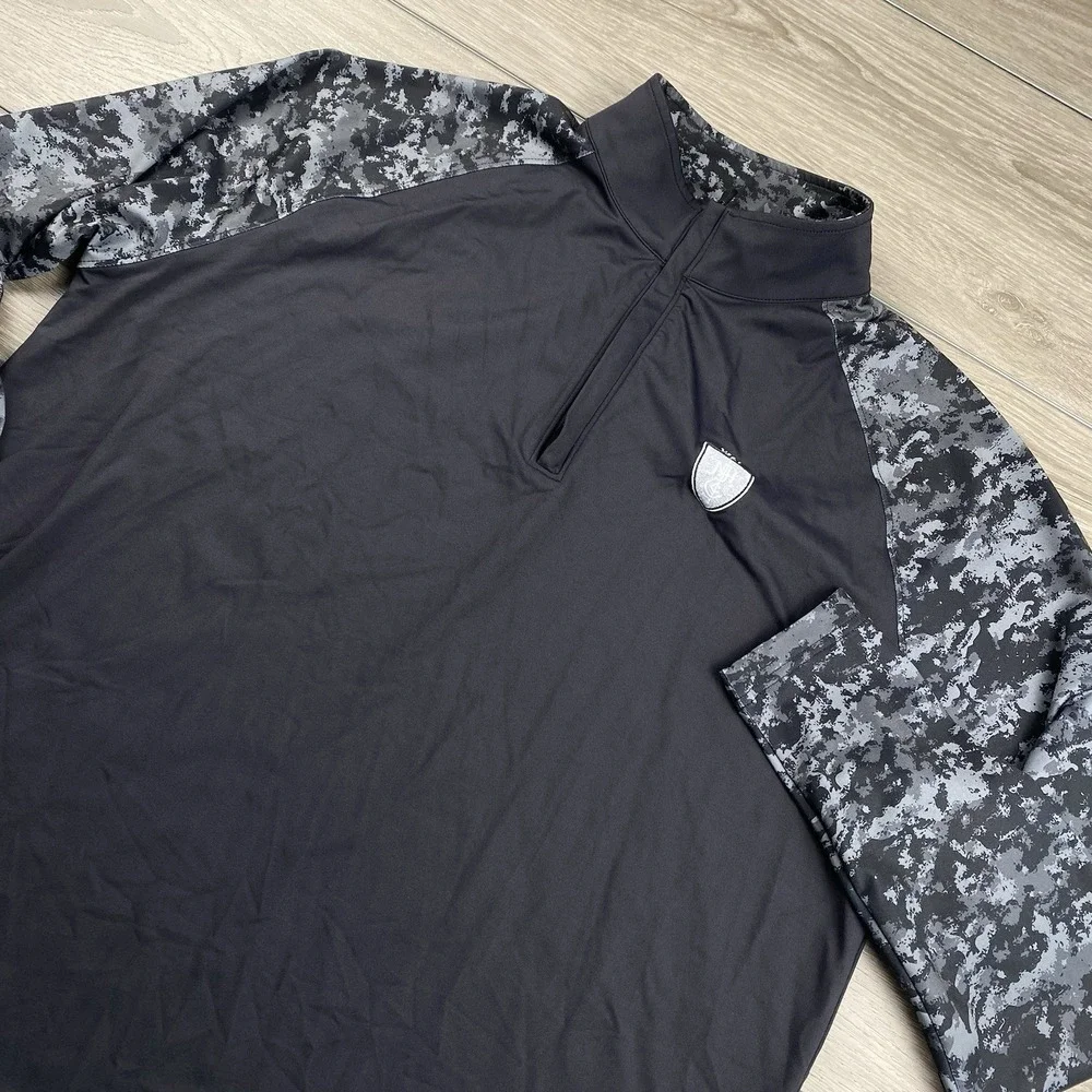 Footjoy Mens Athletic 1/4 Zip‎ Golf Pullover Black Grey Camouflage Large